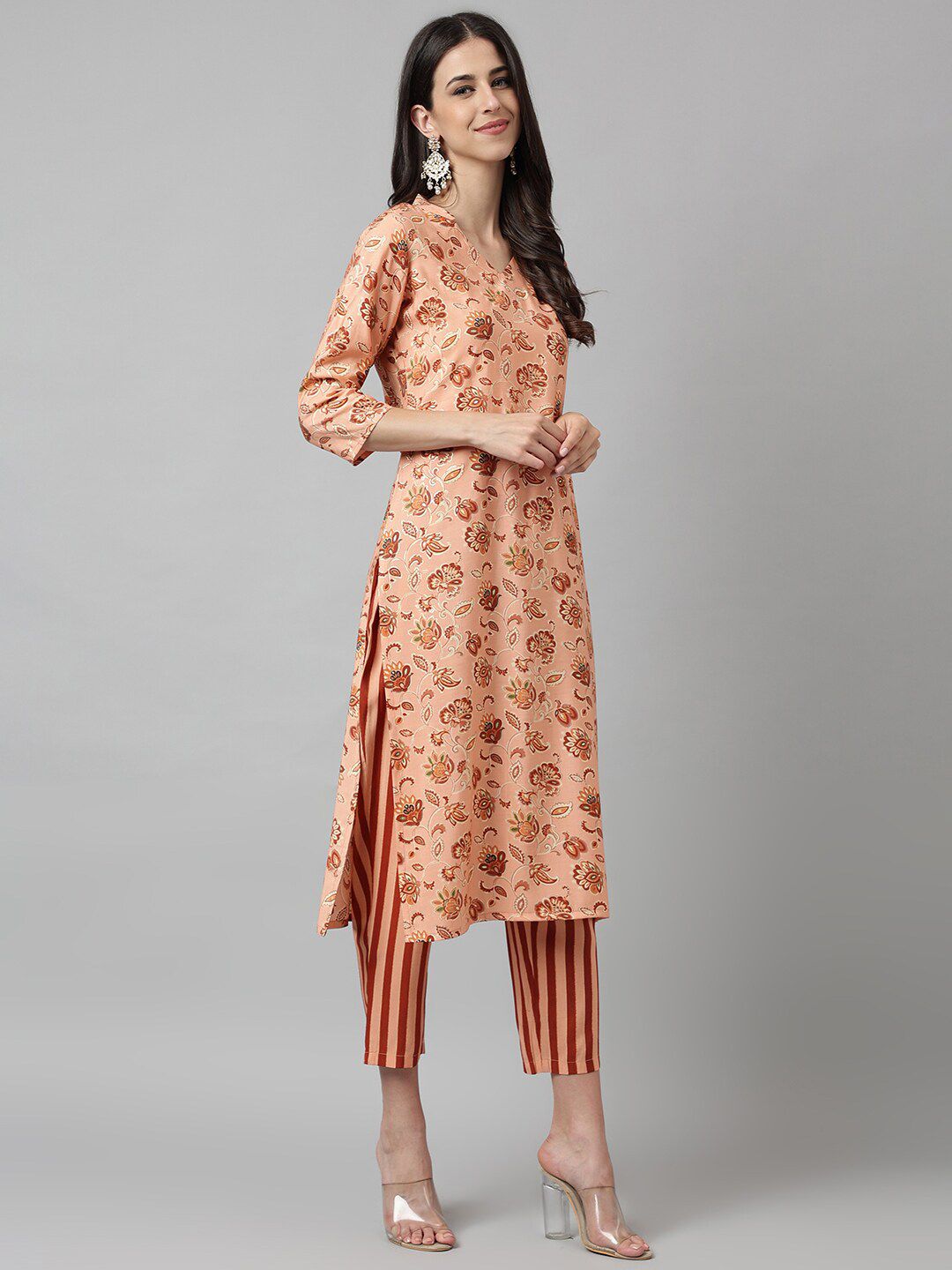 KALINI Women Floral Printed Regular Kurta with Trousers