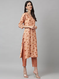 KALINI Women Floral Printed Regular Kurta with Trousers
