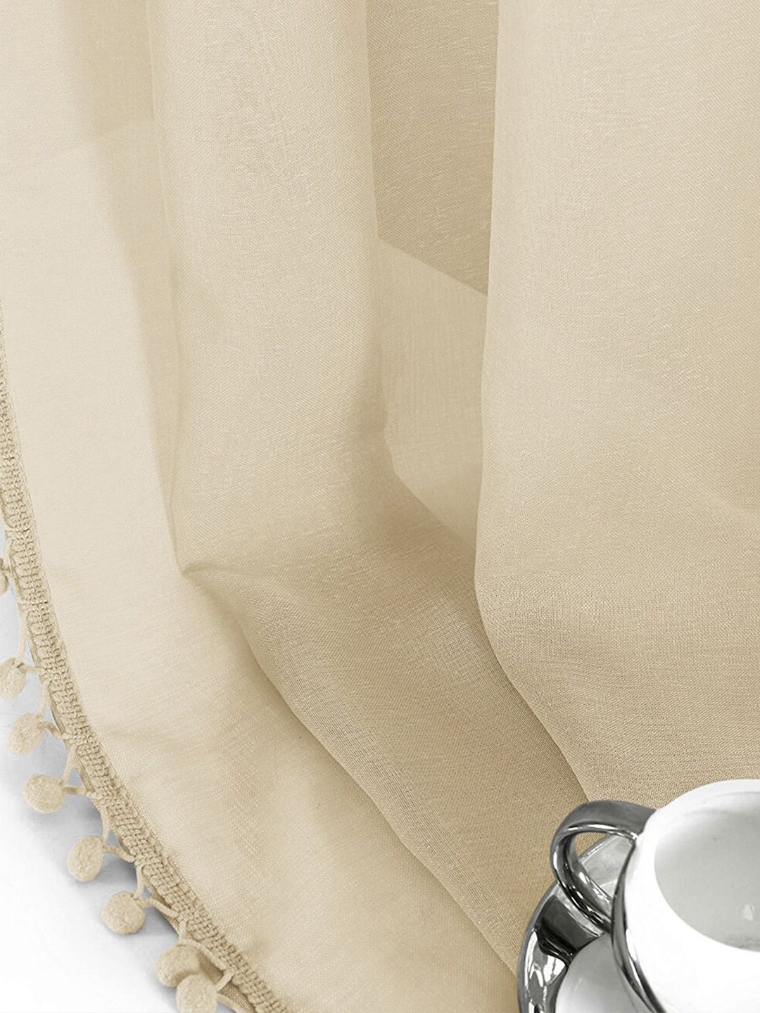 URBAN SPACE Taupe 2 Pieces Linen Sheer Long Door Curtains