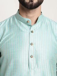 SOJANYA Striped Band Collar Straight Kurta