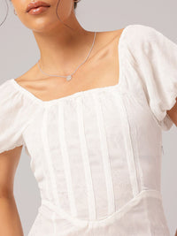 DressBerry Girly Glam Ivory Mini Dress