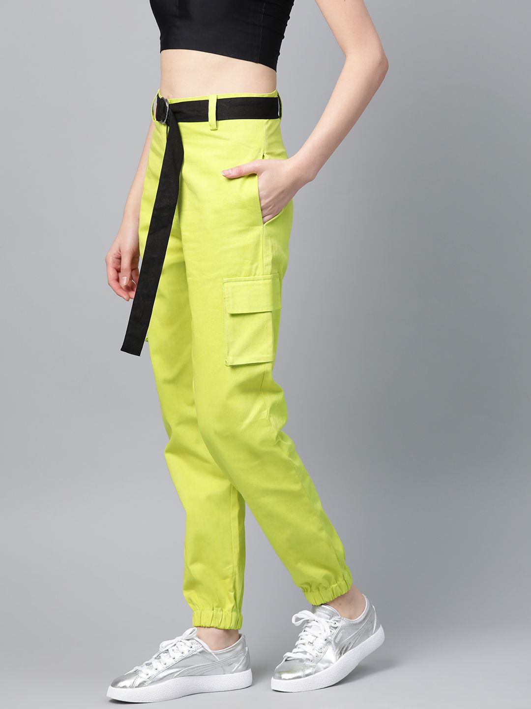 STREET 9 Women Lime Green Cargos