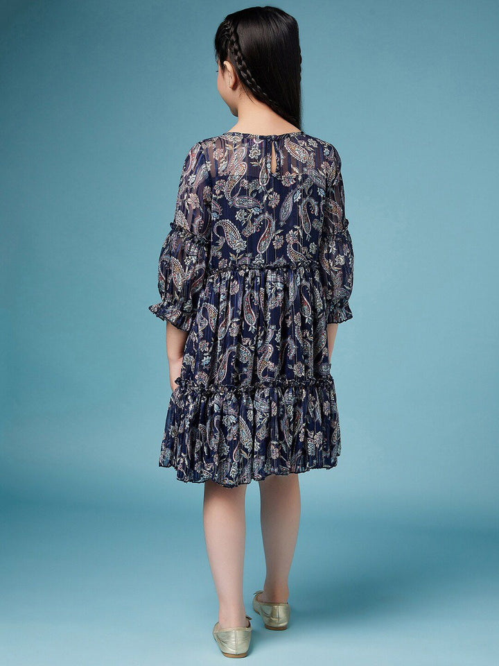 pspeaches Girls Ethnic Motifs Printed Georgette A-Line Dress