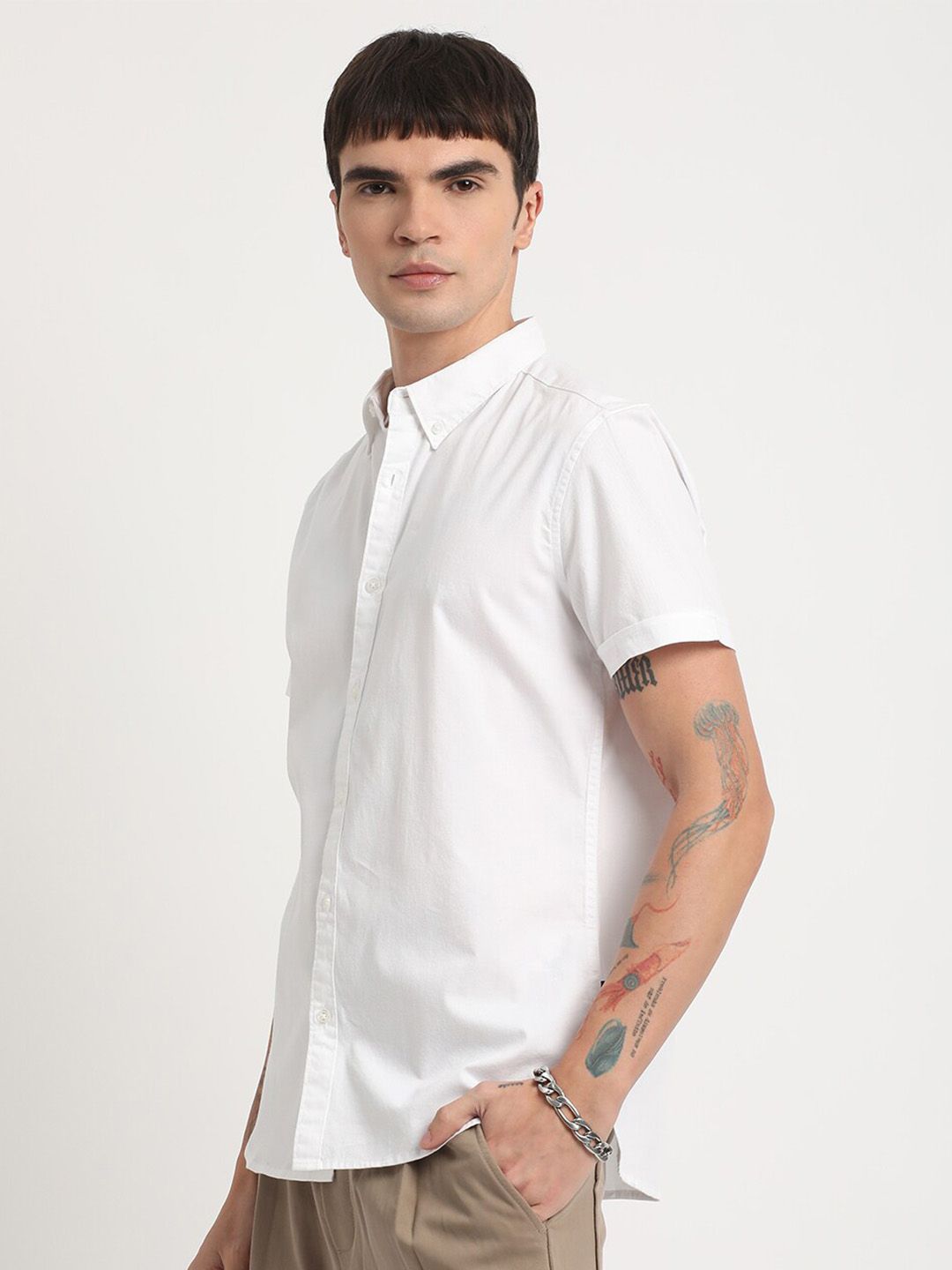 THE BEAR HOUSE Slim Fit Pure Cotton Casual Shirt