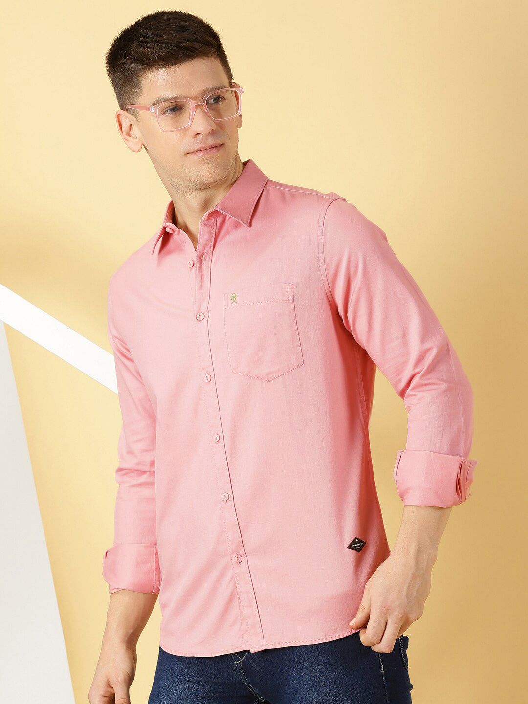 Thomas Scott Men Standard Slim Fit Flannel Weave Pure Cotton Casual Shirt