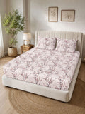 Myntra Elegant Homes Cream & Pink Floral 300 TC King Double Bedsheet dengan 2 Sarung Bantal