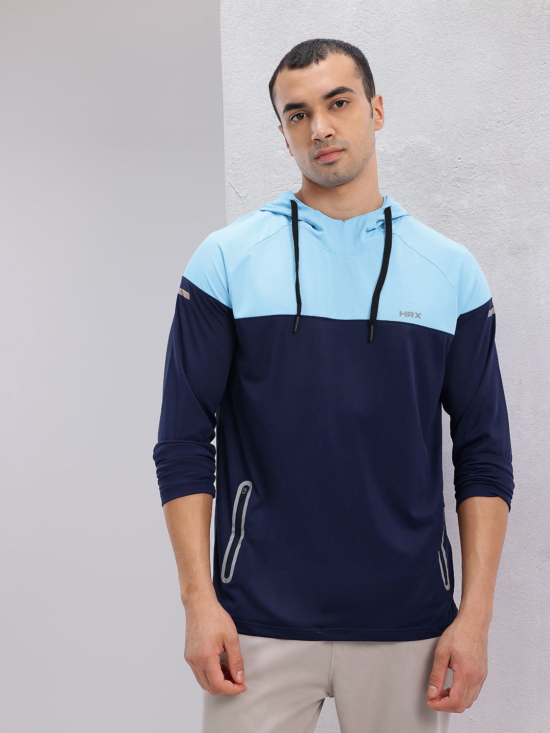 HRX by Hrithik Roshan Colourblocked Hooded Running T-shirt