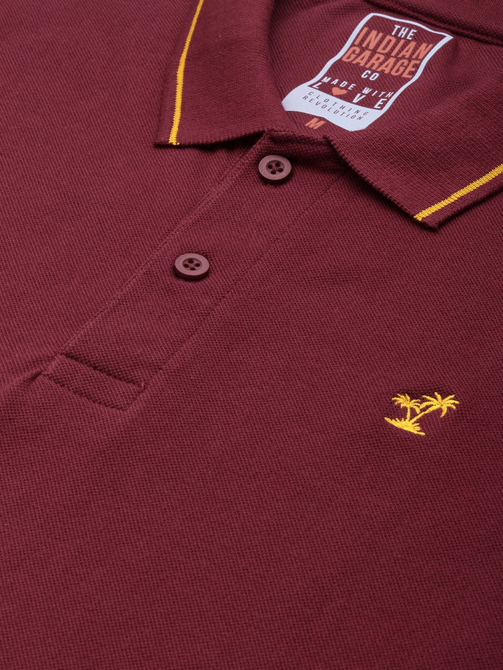 The Indian Garage Co Men Solid Polo Collar T-shirt