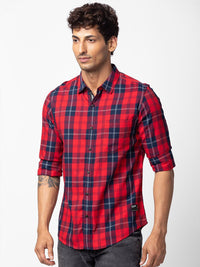 SPYKAR Men Classic Slim Fit Tartan Checks Cotton Casual Shirt