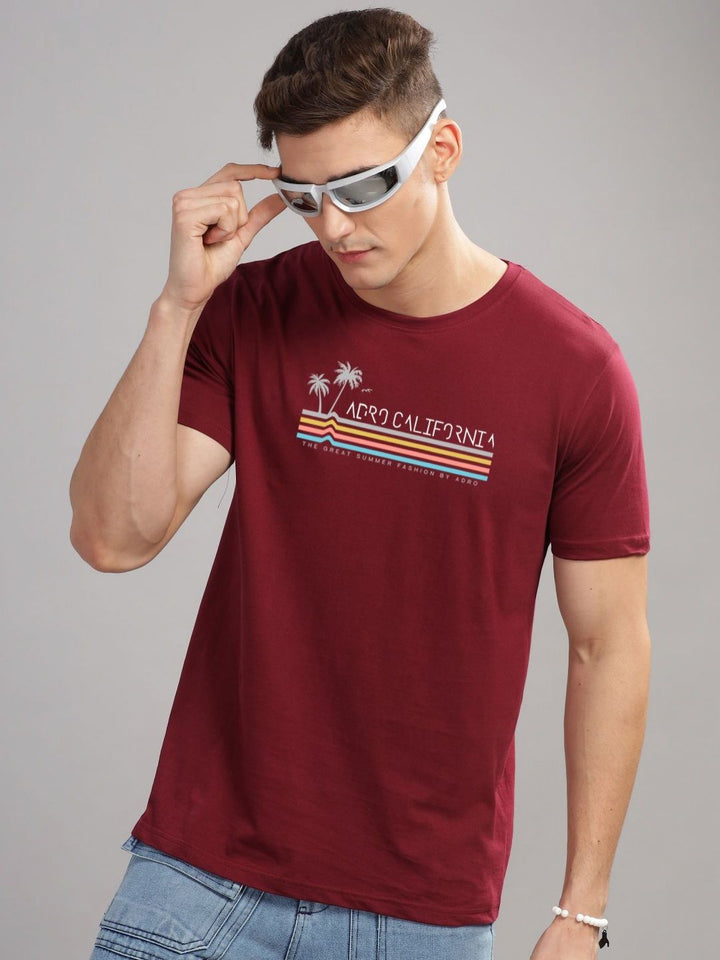 ADRO Typography Printed Round Neck Pure Cotton T-shirt