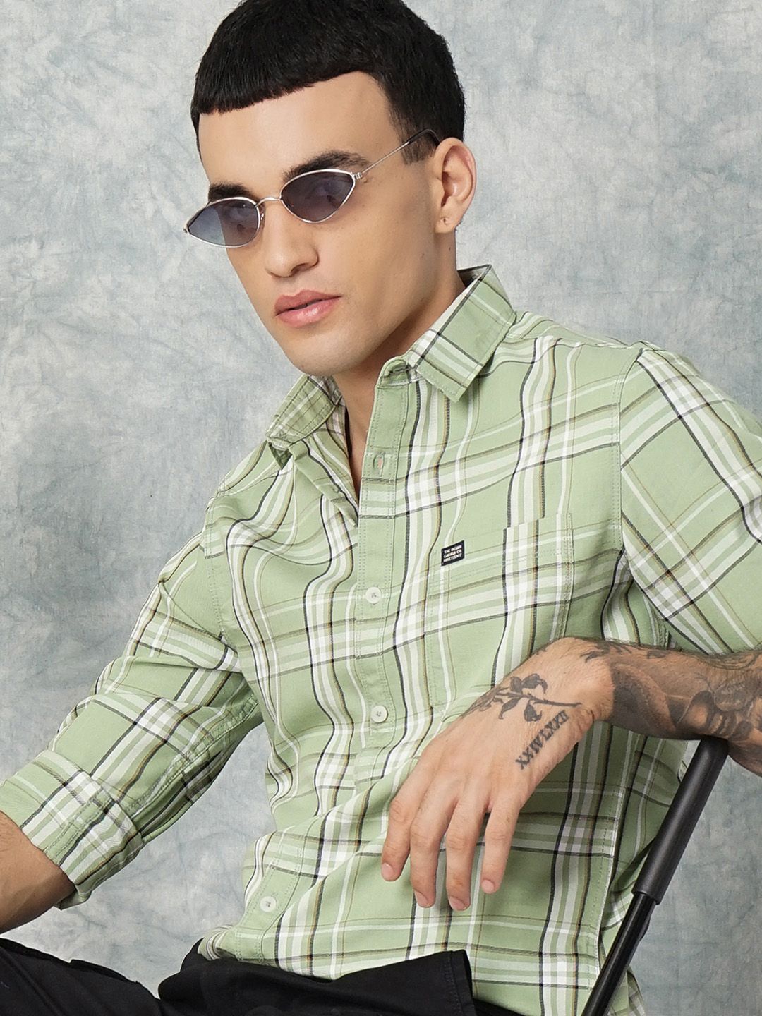 The Indian Garage Co Men Regular Fit Checked Casual Shirt