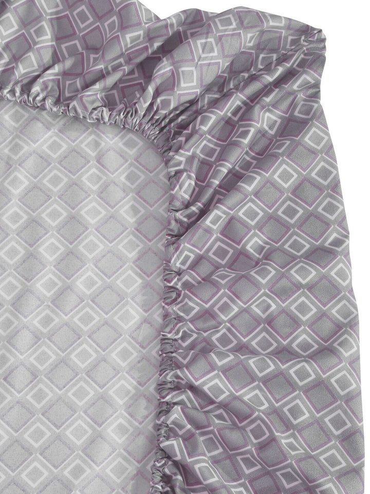 KLOTTHE Purple Geometric Patterned 300 TC Fitted King Bedsheet With 2 Pillow covers