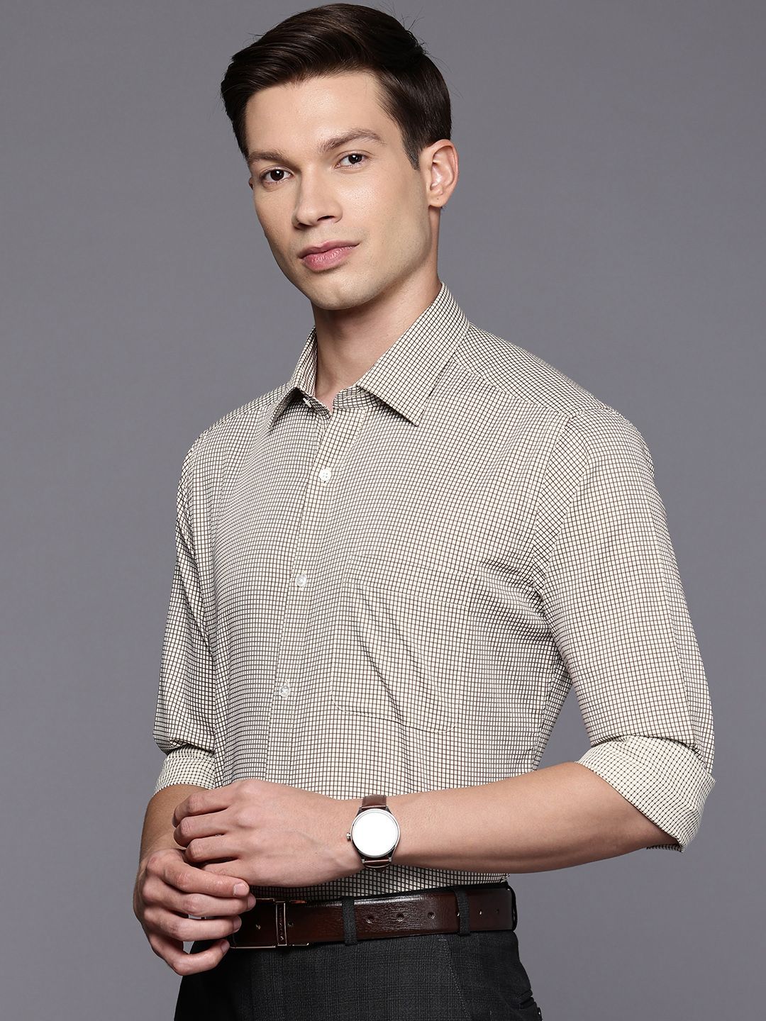 Raymond Slim Fit Checked Pure Cotton Formal Shirt