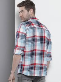 The Indian Garage Co Men Regular Fit Checked Double Flap Pocket Flannel Shirt