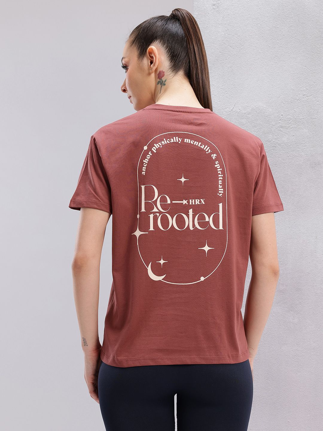HRX by Hrithik Roshan Printed Pure Cotton Yoga T-shirt