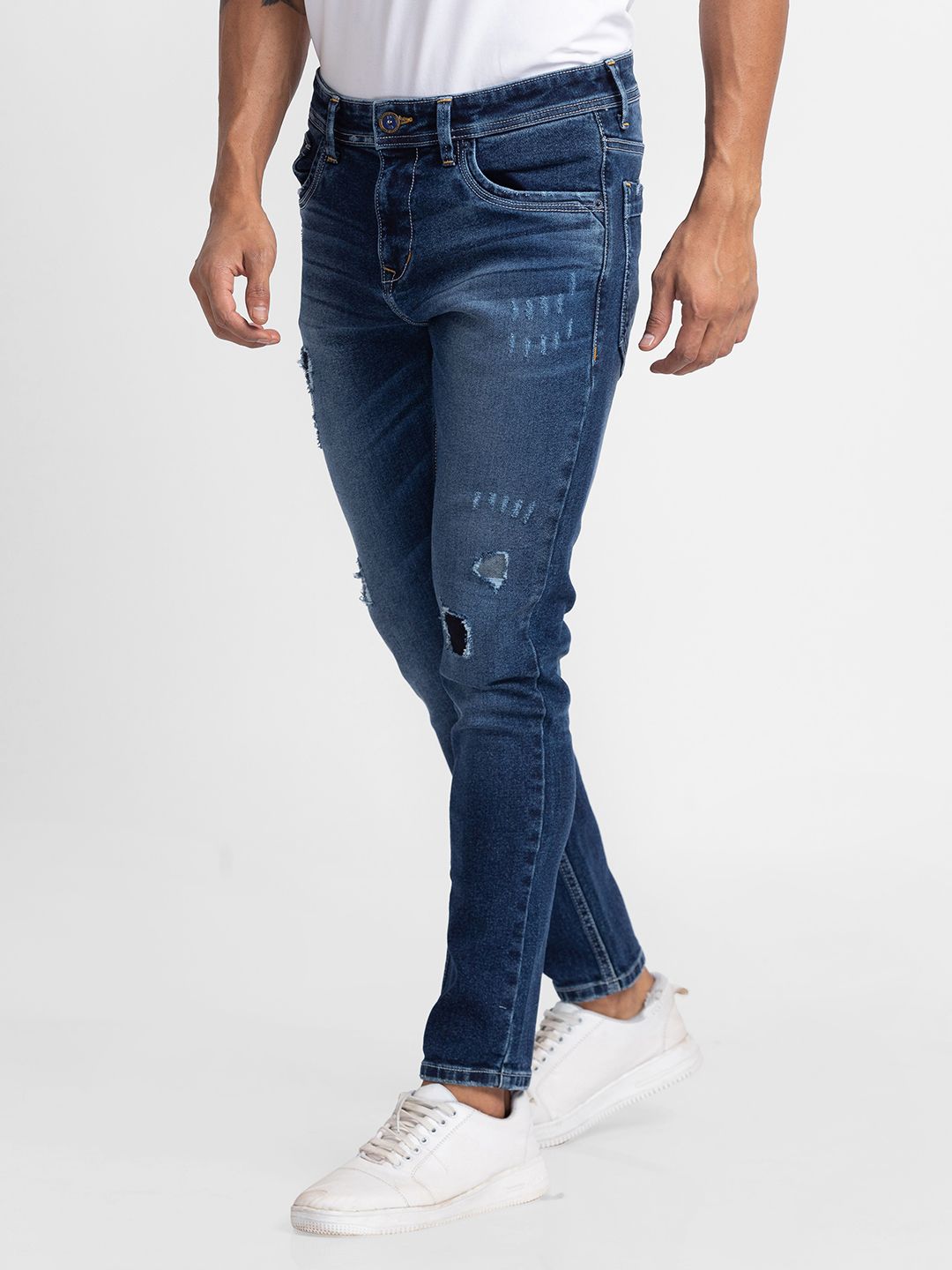 SPYKAR Men Kano Skinny Fit Mildly Distressed Light Fade Stretchable Jeans