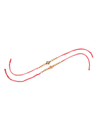 NVR Unisex Set of 2 Artificial Stones & Beads Thread Rakhi With Roli Chawal Chandan Mishri