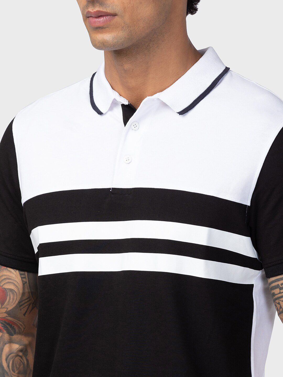 SPYKAR Men Colourblocked Polo Collar Slim Fit Cotton T-shirt