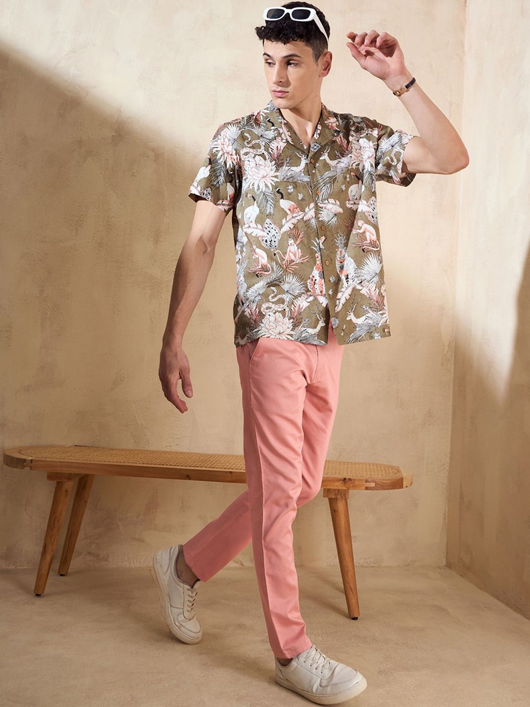DENNISON Men Textured Relaxed Straight Fit Chinos