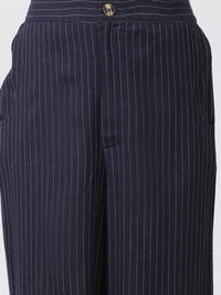W Women Striped High-Rise Straight Fit Parallel Trouser