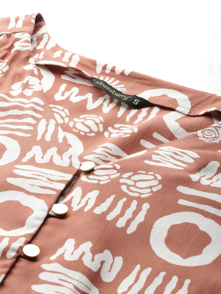 DressBerry Printed Ruched Sleeve Top