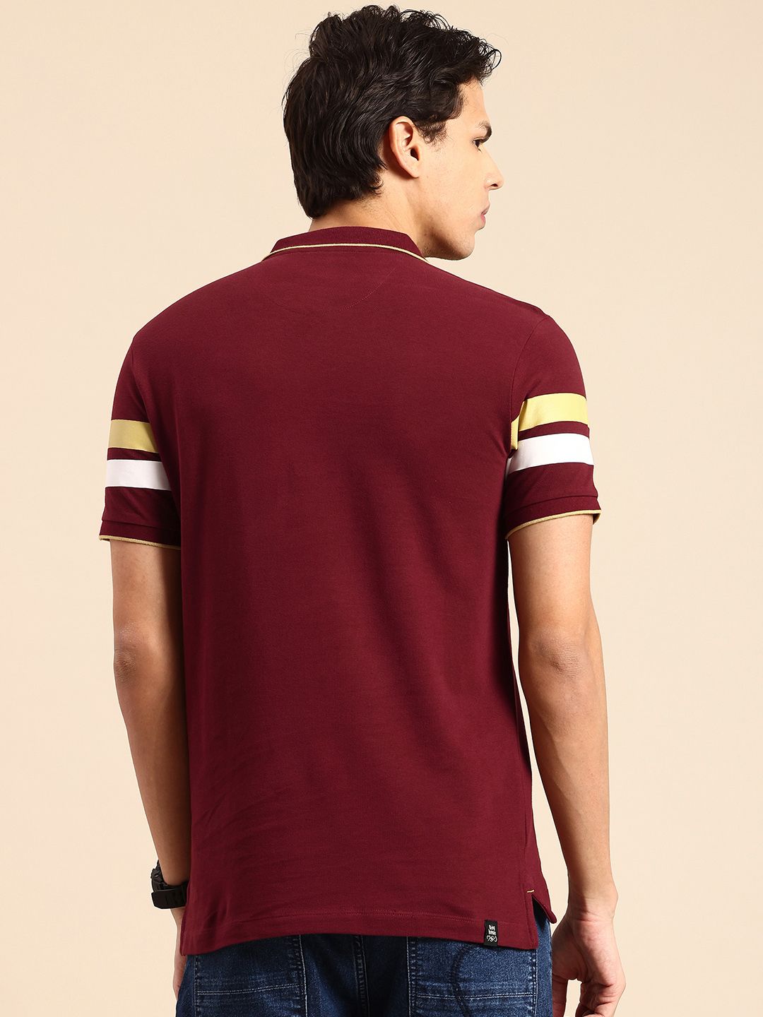 Being Human Striped Polo Collar Pure Cotton T-shirt