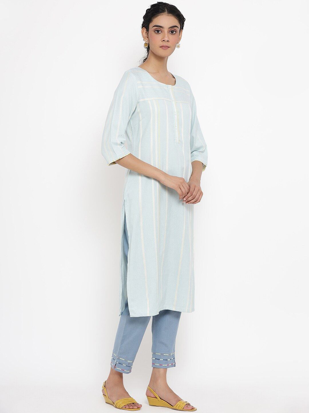 W Women Geometric Print Straight Kurta