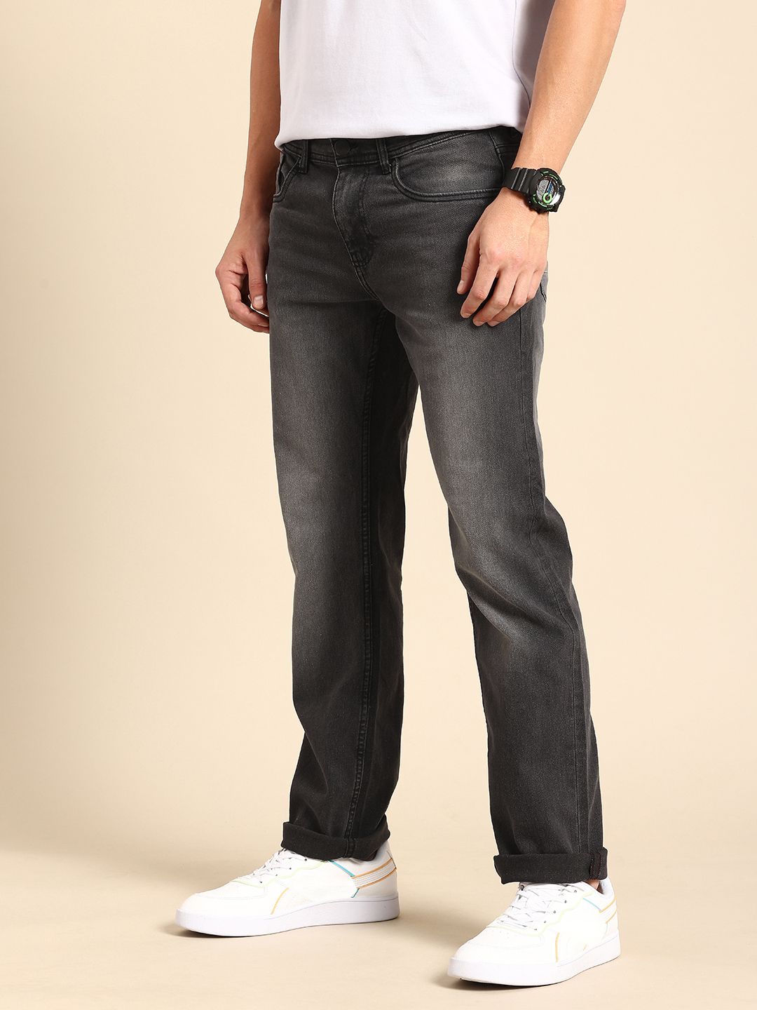 Being Human Men Straight Fit Light Fade Stretchable Jeans