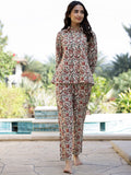 SANSKRUTIHOMES Floral Printed Shirt Collar Pure Cotton Night suit