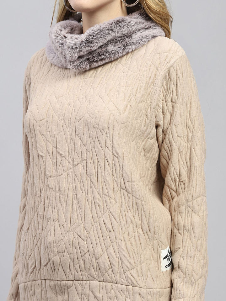 Monte Carlo Women Detachable Faux Fur Trim Sweatshirt