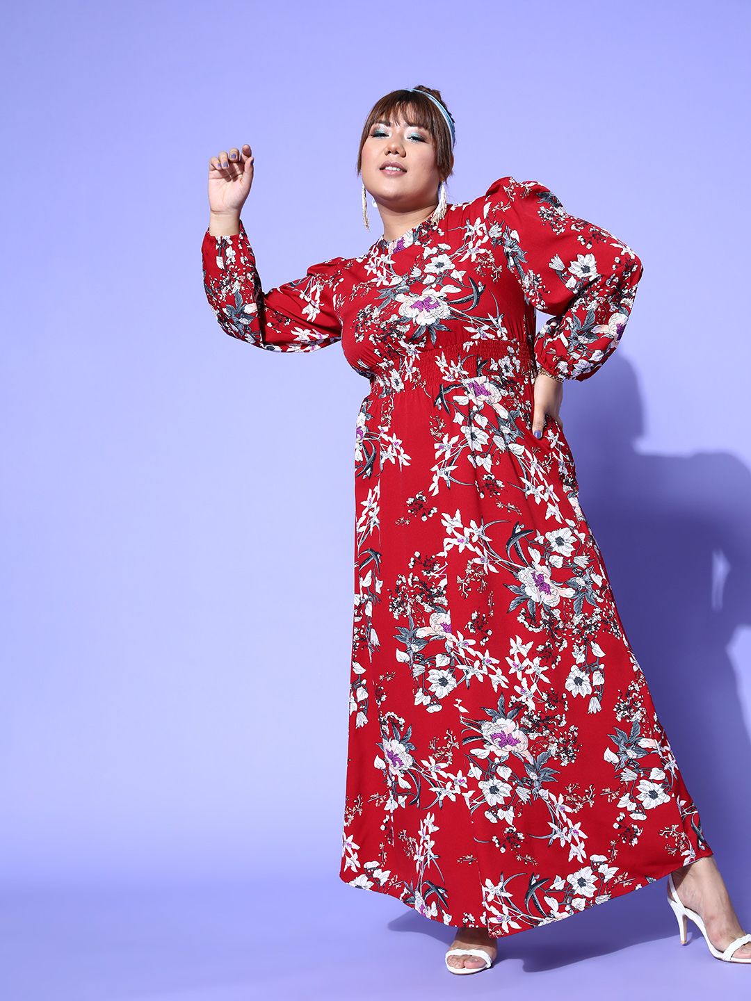 Berrylush Curve Women Red Floral Vacay Attire