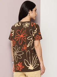DILLINGER Floral Printed Pure Cotton Boxy T-shirt