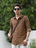 Campus Sutra Comfort Textured Spread Collar Casual Shirt
