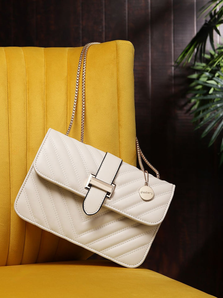 DressBerry Textured Structured Shoulder Bag with Quilted