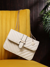 DressBerry Textured Structured Shoulder Bag with Quilted