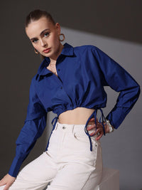 STREET 9  Cotton Shirt Style Crop Top