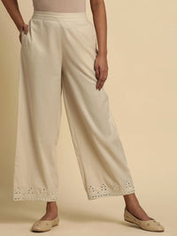 W Women Mid-Rise Pure Cotton Ethnic Parallel Trousers