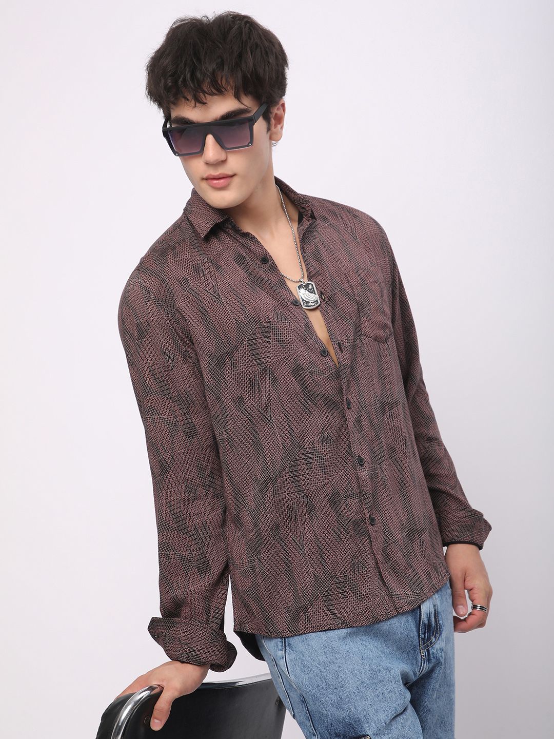 VASTRADO Men Classic Slim Fit Opaque Printed Casual Shirt