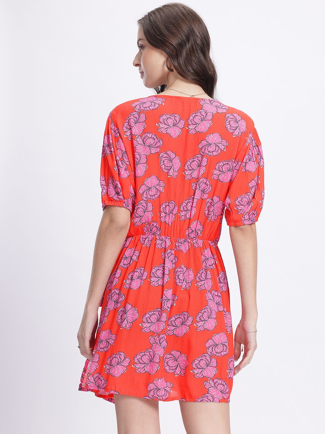 DressBerry Garden Floral Print Tie-Up V-Neck Wrap Dress