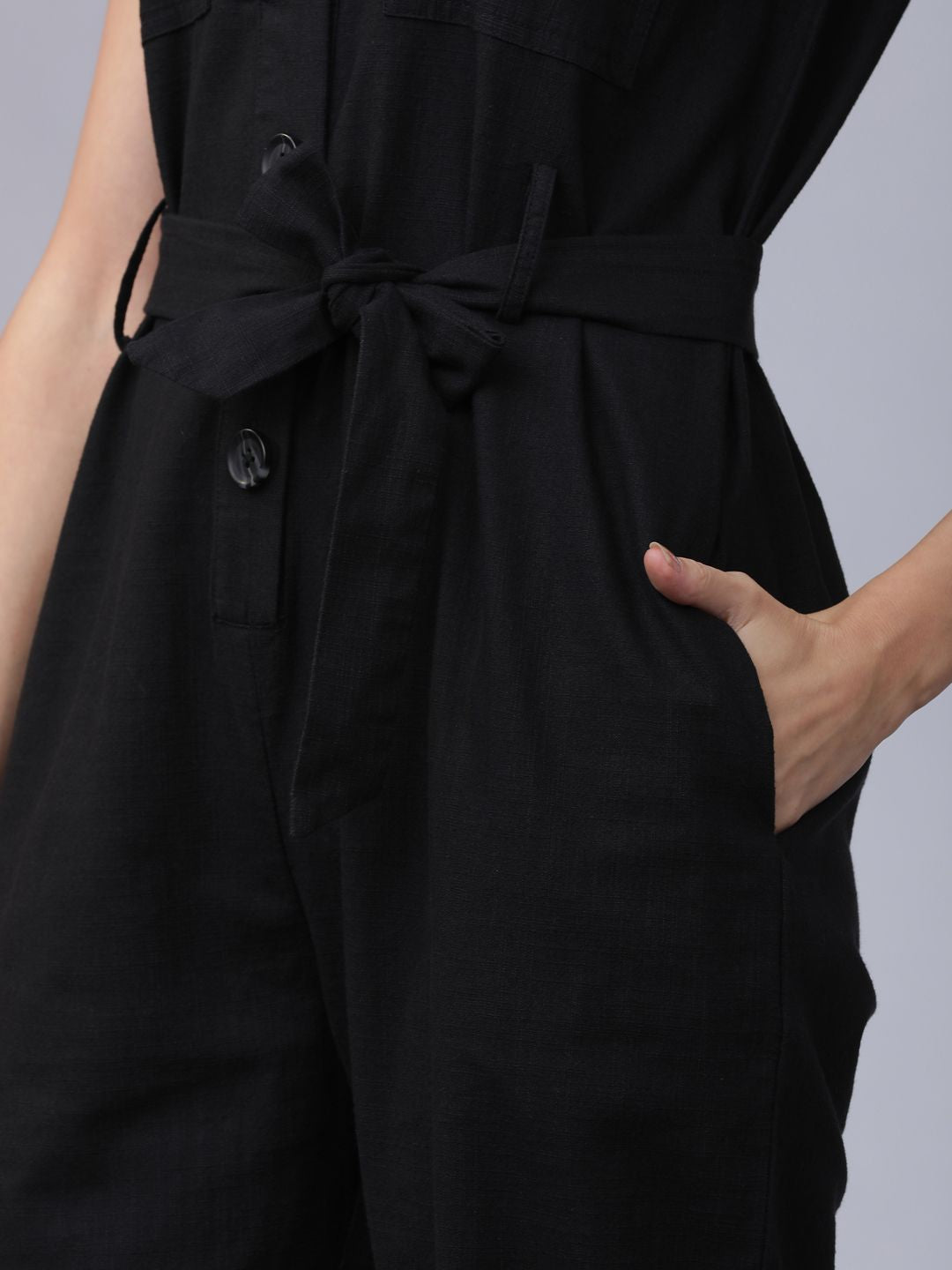 Tokyo Talkies Women Black Solid Basic Jumpsuit