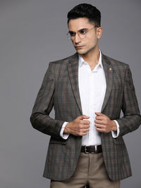 Raymond Checked Contemporary Fit Single-Breasted Formal Blazer