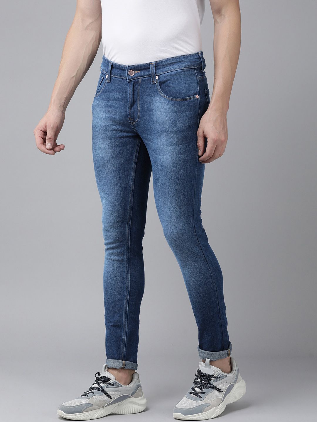 SPYKAR Men Super Skinny Fit Low-Rise Heavy Fade Stretchable Jeans