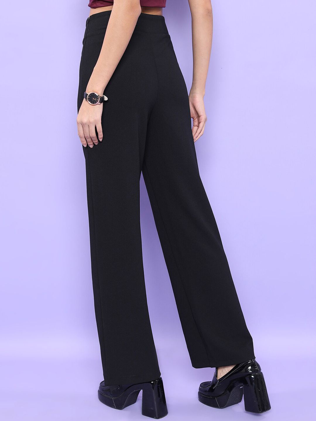 CHIC BY TOKYO TALKIES Women Flared Fit High-Rise Parallel Trousers