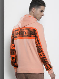 The Indian Garage Co Men Peach-Coloured Printed Hooded Sweatshirt