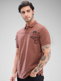 SPYKAR Men Typography Printed Polo Collar Slim Fit T-shirt