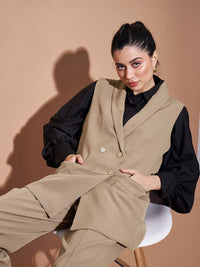 SASSAFRAS BASICS Comfort-Fit Shawl Collar Double-Breasted Longline Casual Blazer