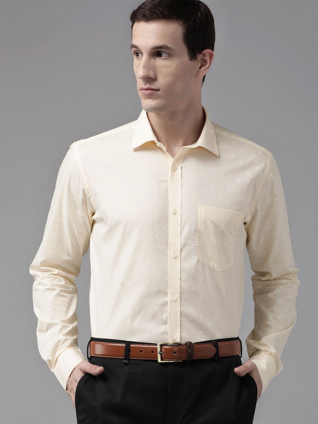 Park Avenue Slim Fit Printed Cotton Formal Shirt