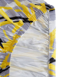 Cortina Grey & Yellow Abstract Printed 3-Seater Sofa Cover