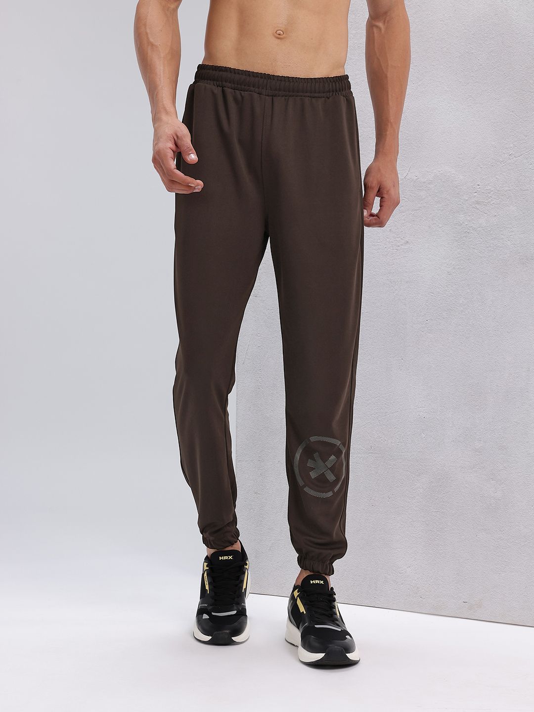 HRX by Hrithik Roshan Men Brand Logo Printed Mid-Rise Rapid-Dry Training Joggers