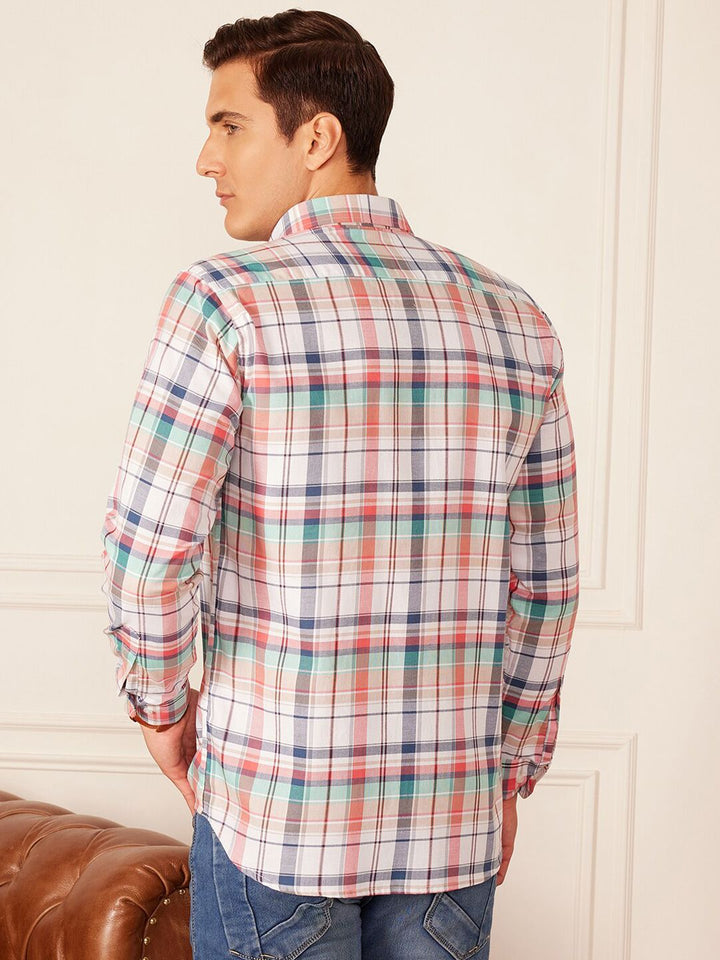 DENNISON Smart Regular Fit Tartan Checked Button-Down Collar Casual Shirt